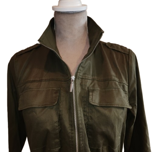 G by Giuliana Utility Jacket Olive Size S Soft Tencel Blend Zip Front Comfort - Picture 11 of 13